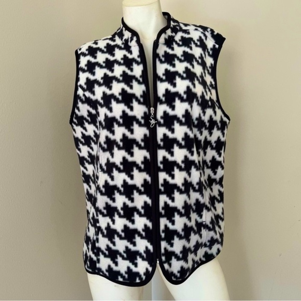 NEW Susan Graver lightweight fleece houndstooth vest - Picture 3 of 6